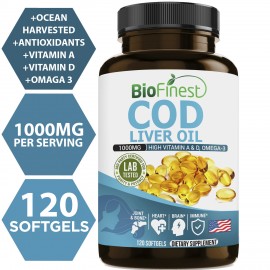 Cod Liver Oil Capsules -With Vitamin A & D, Omega 3 (120 softgels)