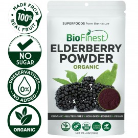Elderberry Powder - 100% Pure Freeze-Dried Antioxidants Superfood - Elder Berry Juice Blend (114g)