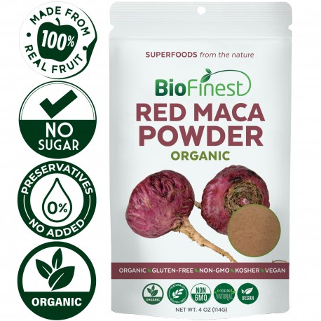 Red Maca Root Powder - 100% Pure Freeze-Dried Antioxidant Superfood - Boost Vitality & Endurance