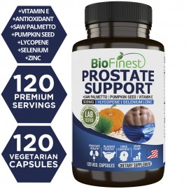 Biofinest Prostate Support for Men - Saw Palmetto Lycopene Pumpkin Seed Pygeum Zinc Selenium (120 Veg. Capsules)