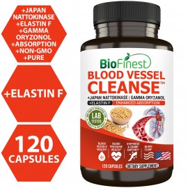 Biofinest Blood Vessel Cleanse Supplement - Japan Nattokinase Elastin F Gamma Oryzanol (120 Veg. Capsules)