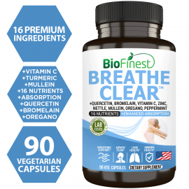 Biofinest Breathe Clear Supplement - 16-in-1 Vitamin C Zinc Quercetin Bromelain (90 Veg. Capsules)