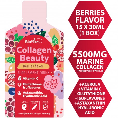 Biofinest Marine Collagen Peptides Beauty Drink 5500mg Hyaluronic Acid Vitamin C Glutathione 0 Sugar