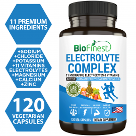 Biofinest Electrolyte Complex Supplement - Vitamin Calcium Magnesium Zinc Salt (120 Veg. Capsules)