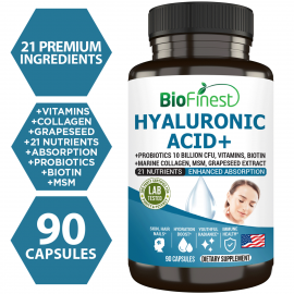 Biofinest Hyaluronic Acid+ Supplement 21-in-1 Probiotic Marine Collagen Vitamins C D E (90 Capsules)