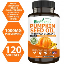 Pumpkin Seed Oil 1000mg -Supplement For Healthy Immune, Prostate Health, Hair Care (120 softgels)