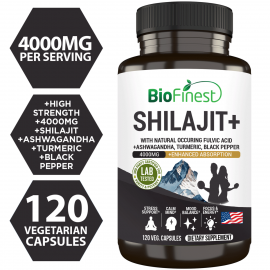 Biofinest Shilajit+ 4000mg Supplement - Ashwagandha Turmeric 120s