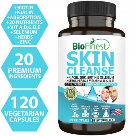 Biofinest Acne Skin Cleanse Supplement - Niacin Biotin Vitamin 120s