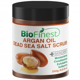 Argan Oil Dead Sea Salt Scrub: with Aloe Vera, Almond Oil, Vitamin E, Essential Oils - Best For Deep Skin Cleansing/ Exfoliator