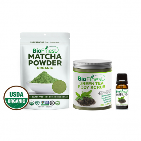 I Love Matcha Gift Set Green Tea Scrub Powder Essential Oil