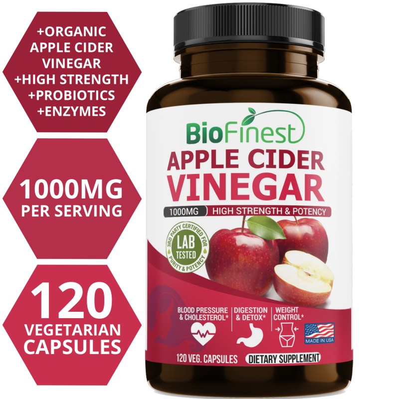 Apple Cider Vinegar Supplements High Strength Potency 1000mg