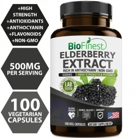 Elderberry Extract -  Supplements For Blood Sugar Health, Skin Care, Bowel Health (100 vegetarian capsules)