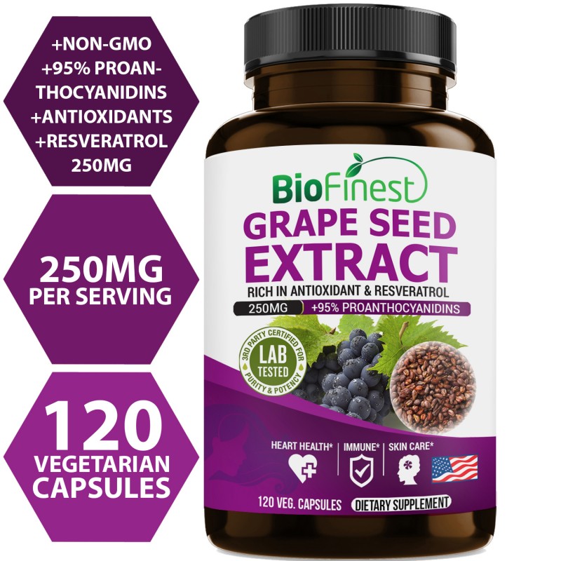 Grape Seed Extract 250mg - Supplements For Skin Care (120 capsules)