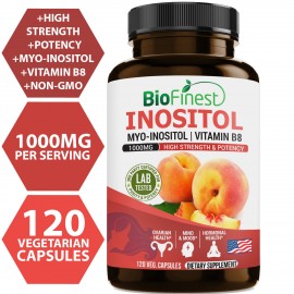 Myo-Inositol (Vitamin B8) -Supplement For Healthy Ovarian, Hormonal Function, Mood Enhancement (120 vegetarian capsules)