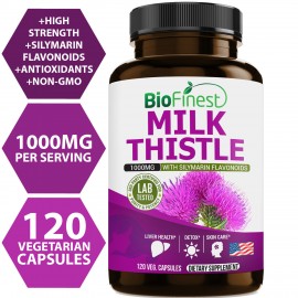 Milk Thistle 1000mg  -Supplements For Healthy Skin, Liver, Gallbladder, Detox, Digestion (120 vegetarian capsules)