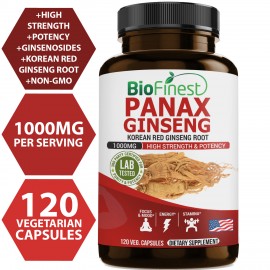 Korean Panax Ginseng -Ginseng Supplement For Mental Alertness, Energy, Endurance (120 vegan capsules)