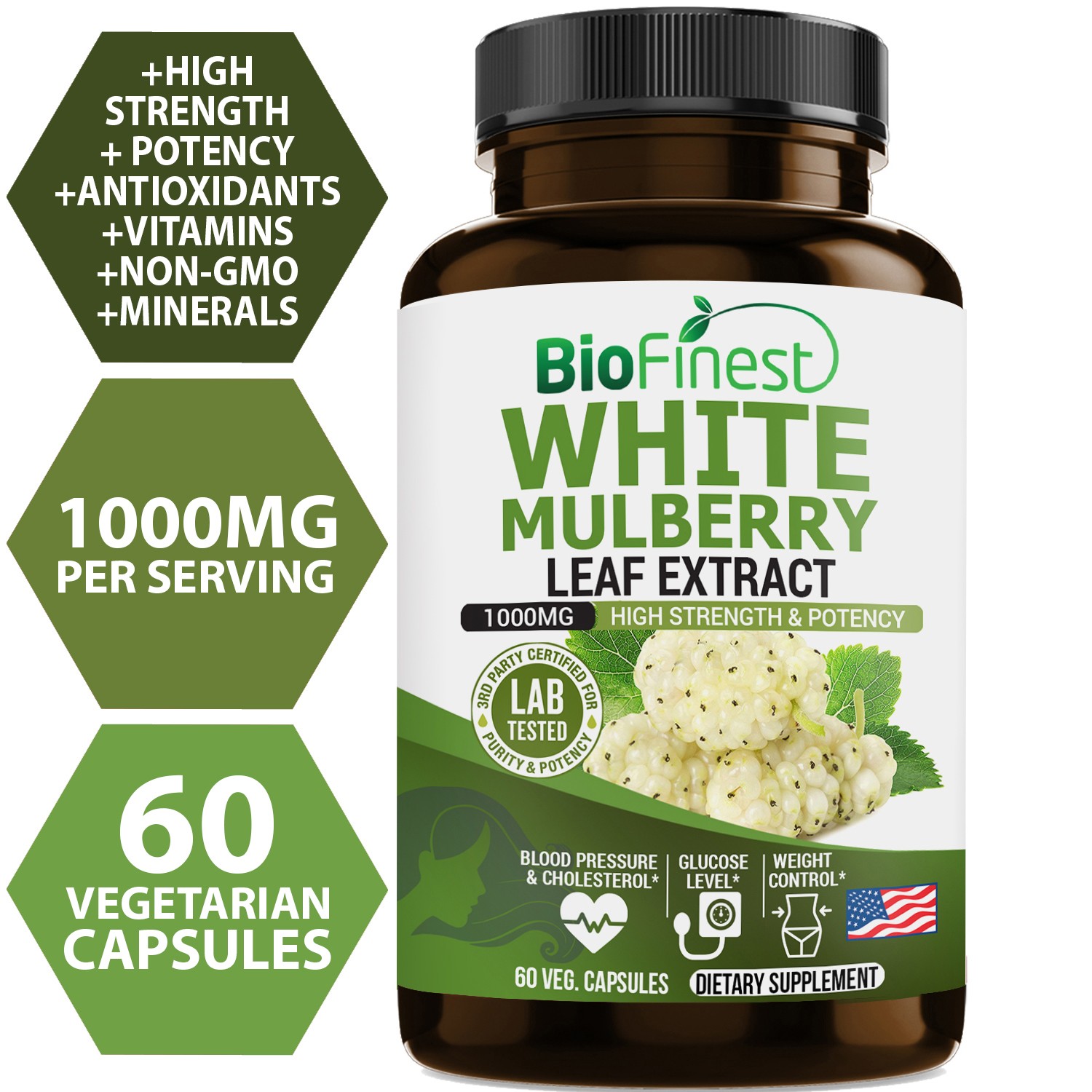 White Mulberry Leaf Extract Supplement For Glucose Level 60 capsules