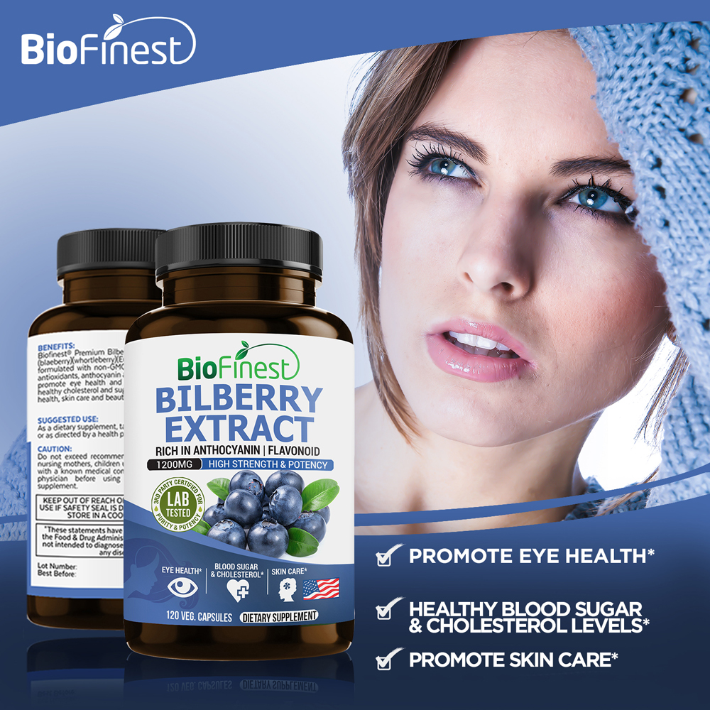 Bilberry Extract Supplement For Eyes Health 120 Vegetarian Capsules